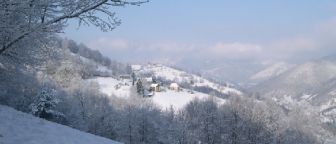Le hameau de La Jolotte sous la neige